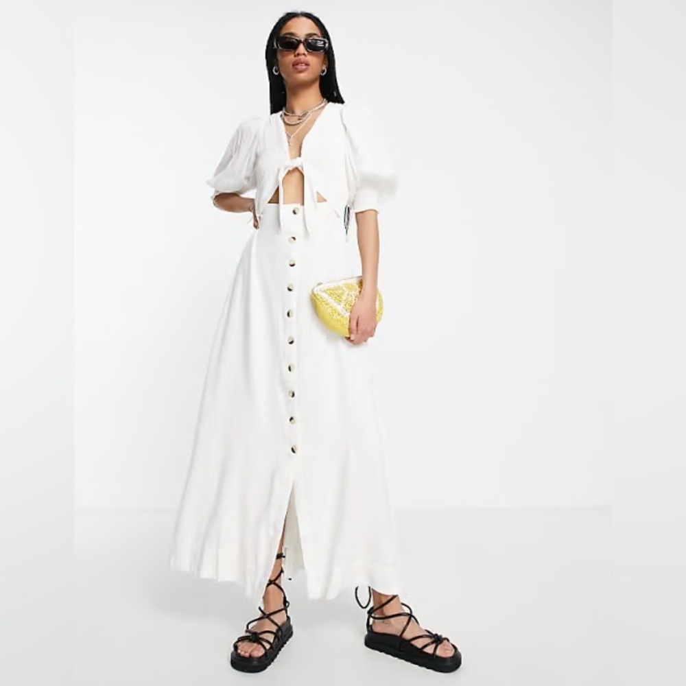 Free People String of Hearts Cut-Out Shirred Maxi Dress NWT